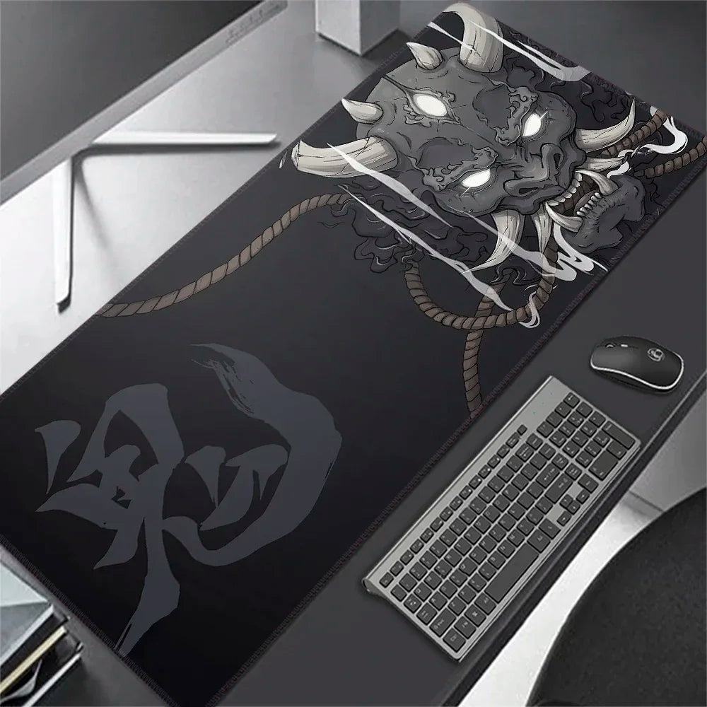 Japanese Anime Black Oni Mouse Pad Gamer Desk Mat 900X400 Non-Slip Rubber Large Playmat for Office Gaming Accessories for Gamer
