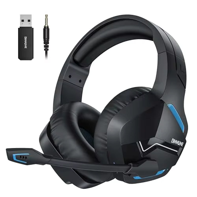 BW01 Wireless Gaming Headset for PC PS4 PS5 Playstation 4 5, 2.4G Wireless Bluetooth USB Gamer Headphones with Mic