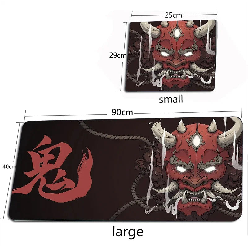 Japanese Anime Black Oni Mouse Pad Gamer Desk Mat 900X400 Non-Slip Rubber Large Playmat for Office Gaming Accessories for Gamer