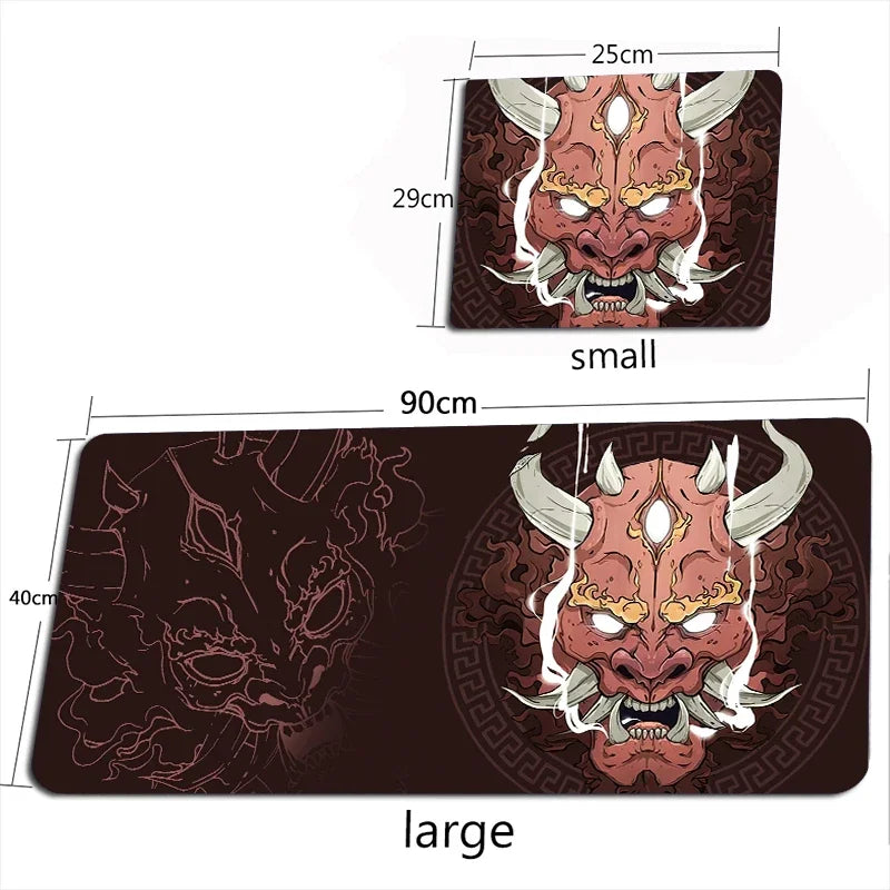 Japanese Anime Black Oni Mouse Pad Gamer Desk Mat 900X400 Non-Slip Rubber Large Playmat for Office Gaming Accessories for Gamer