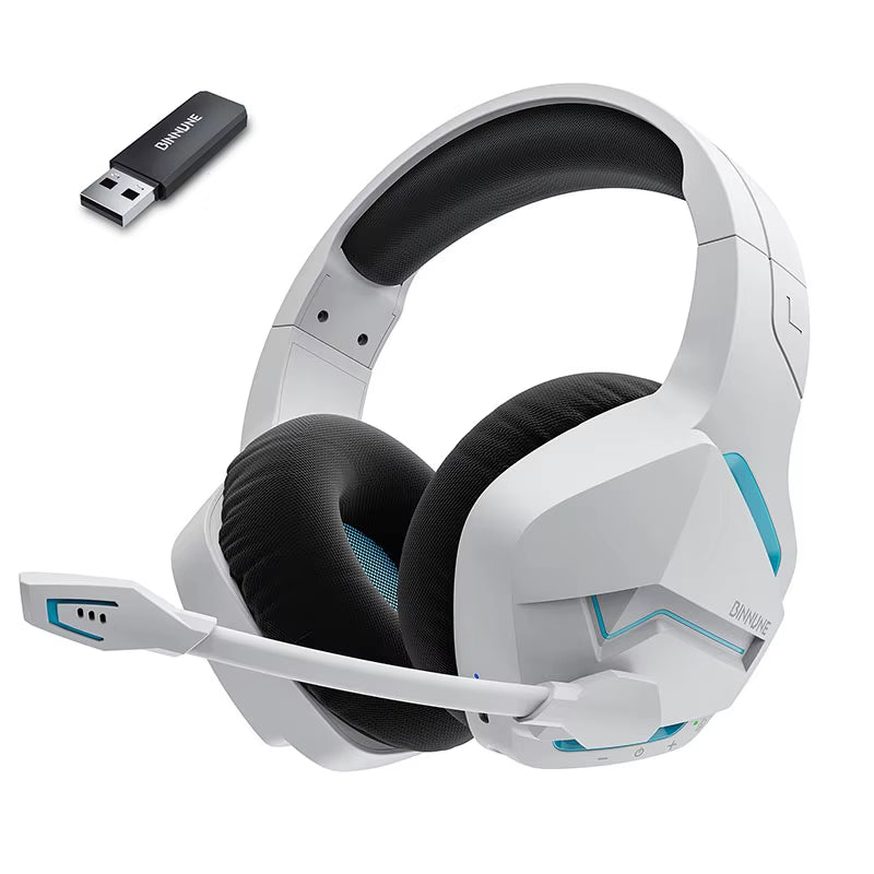 BW01 Wireless Gaming Headset for PC PS4 PS5 Playstation 4 5, 2.4G Wireless Bluetooth USB Gamer Headphones with Mic