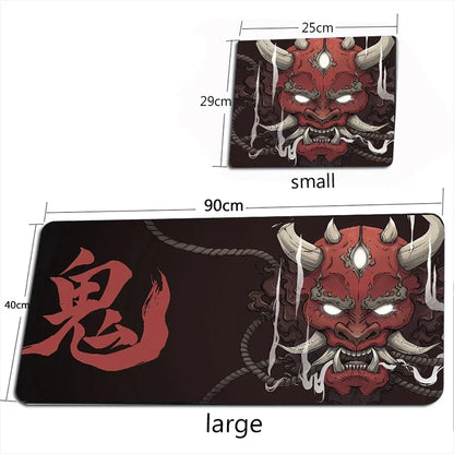 Japanese Anime Black Oni Mouse Pad Gamer Desk Mat 900X400 Non-Slip Rubber Large Playmat for Office Gaming Accessories for Gamer