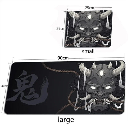 Japanese Anime Black Oni Mouse Pad Gamer Desk Mat 900X400 Non-Slip Rubber Large Playmat for Office Gaming Accessories for Gamer