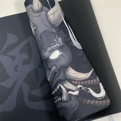 Japanese Anime Black Oni Mouse Pad Gamer Desk Mat 900X400 Non-Slip Rubber Large Playmat for Office Gaming Accessories for Gamer