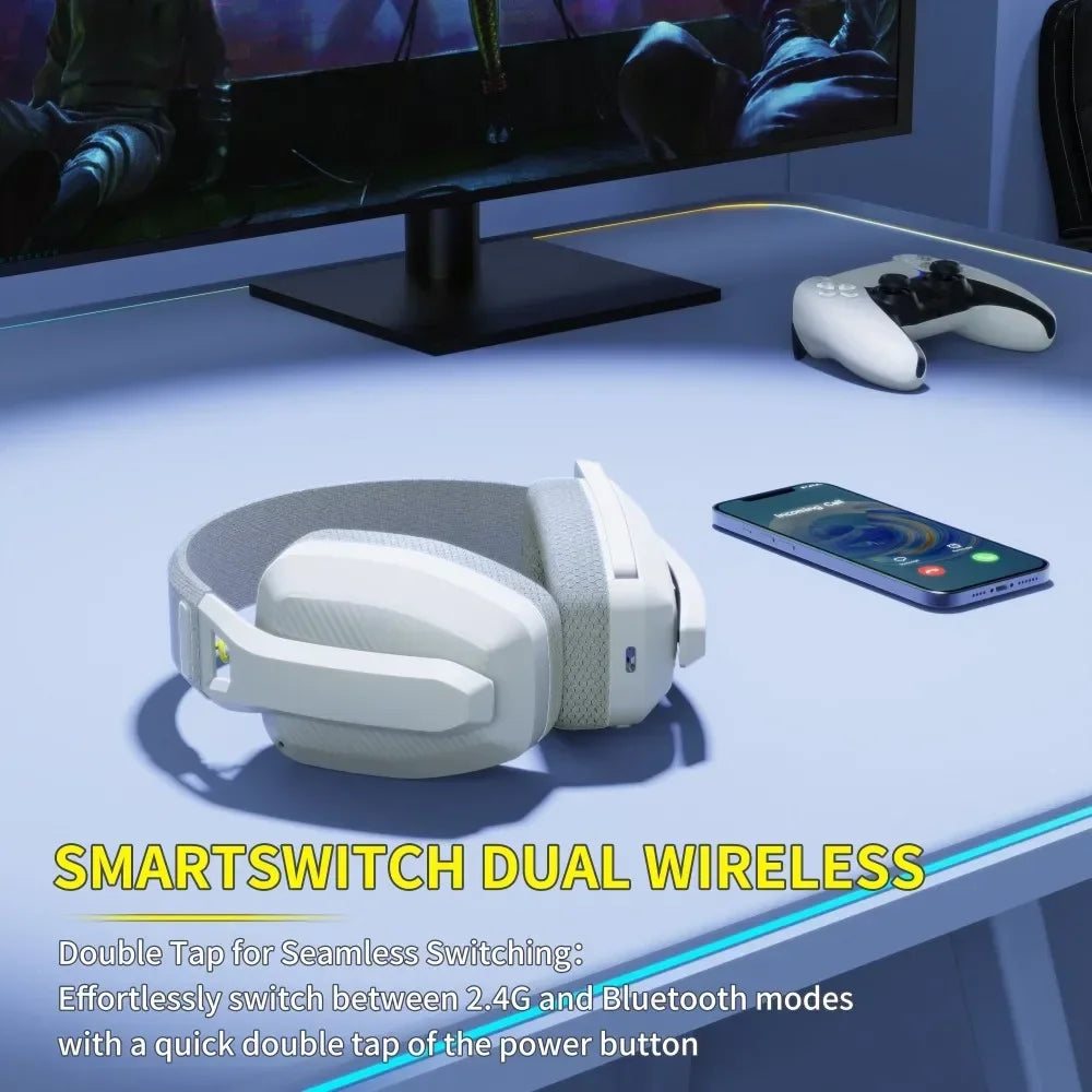 BW06 2.4Ghz Bluetooth Gaming Headset with Mic for PS5 PS4 PC Mac Playstation Wireless Gaming Headphone with Microphone