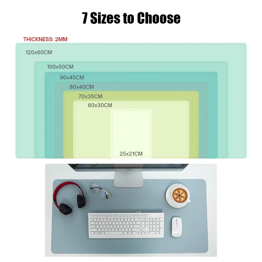 Large Size Office Computer Desk Protector Mat PU Leather Waterproof Non Slip Mouse Pad Desktop Keyboard Desk Pad Gaming Mousepad