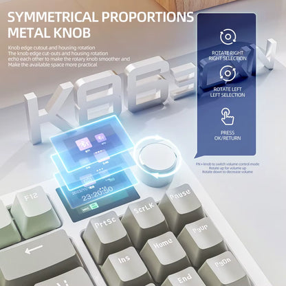 K86 Wireless Hot-Swappable Mechanical Keyboard Bluetooth/2.4G with Display Screen and Volume Rotary Button for Games and Work