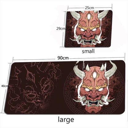 Japanese Anime Black Oni Mouse Pad Gamer Desk Mat 900X400 Non-Slip Rubber Large Playmat for Office Gaming Accessories for Gamer