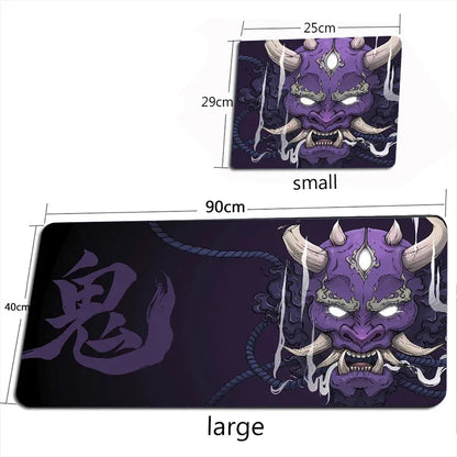 Japanese Anime Black Oni Mouse Pad Gamer Desk Mat 900X400 Non-Slip Rubber Large Playmat for Office Gaming Accessories for Gamer