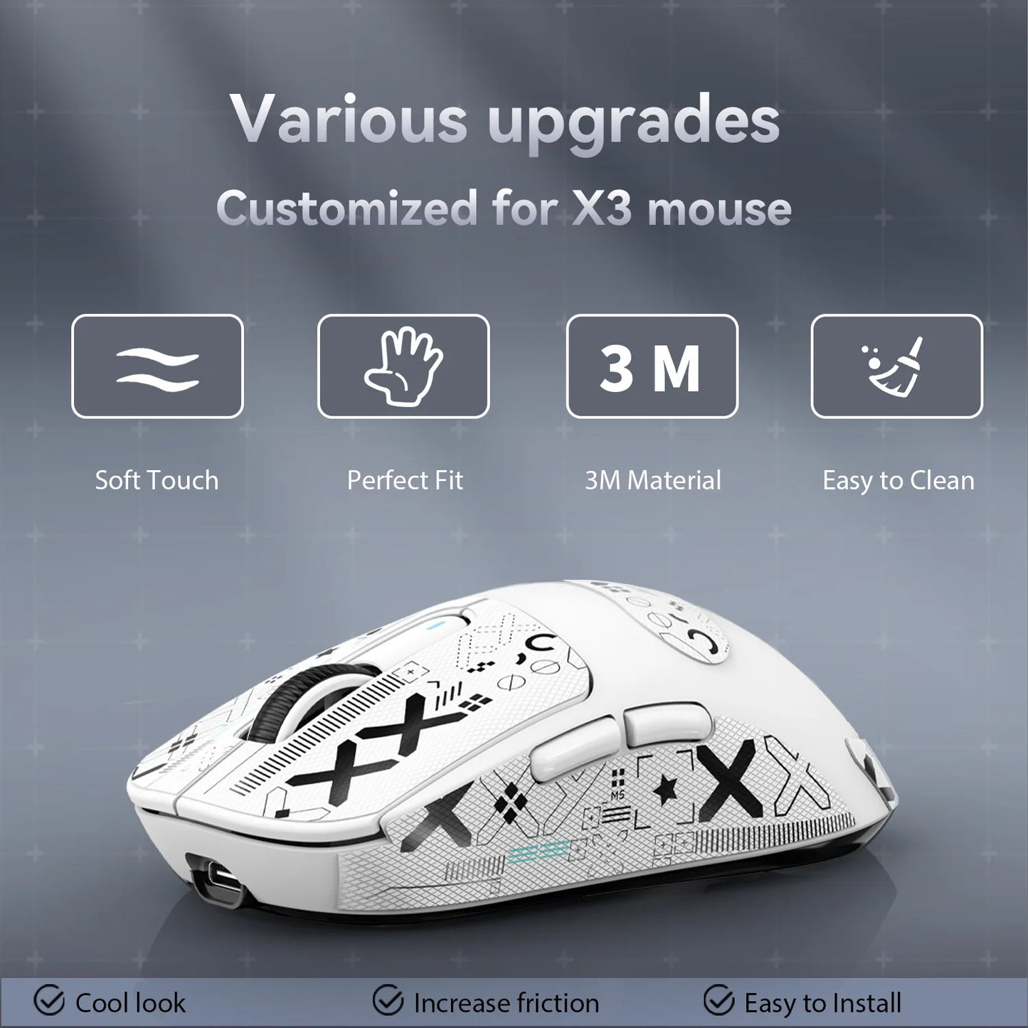 Gaming Mouse Grip Tape Skate Handmade Sticker Non Slip Suck Sweat Anti-Slip Sticker for ATTACK SHARK X11/X6/X3/R1/R2/R3