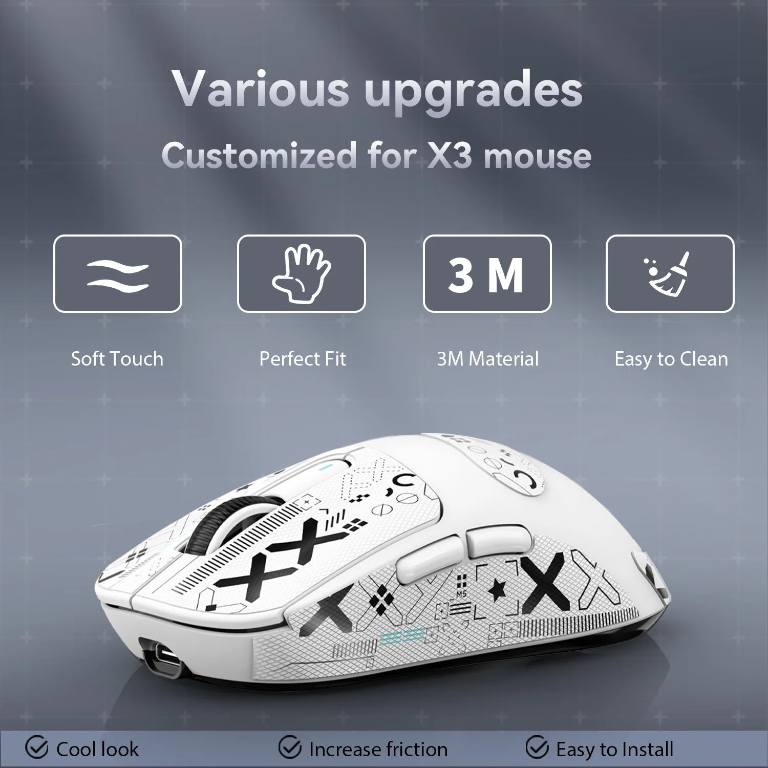 Gaming Mouse Grip Tape Skate Handmade Sticker Non Slip Suck Sweat Anti-Slip Sticker for ATTACK SHARK X11/X6/X3/R1/R2/R3